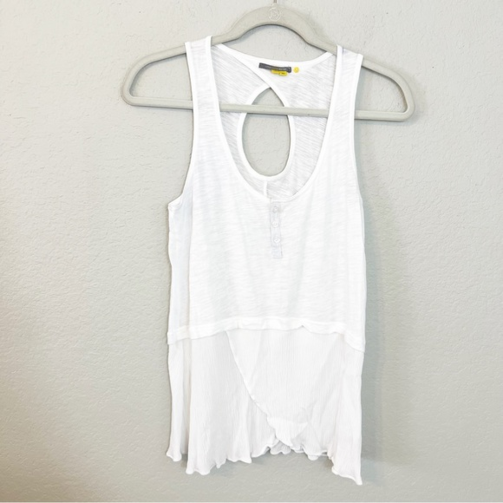 Anthropologie Little Yellow Button Henley‎ Tank XS White